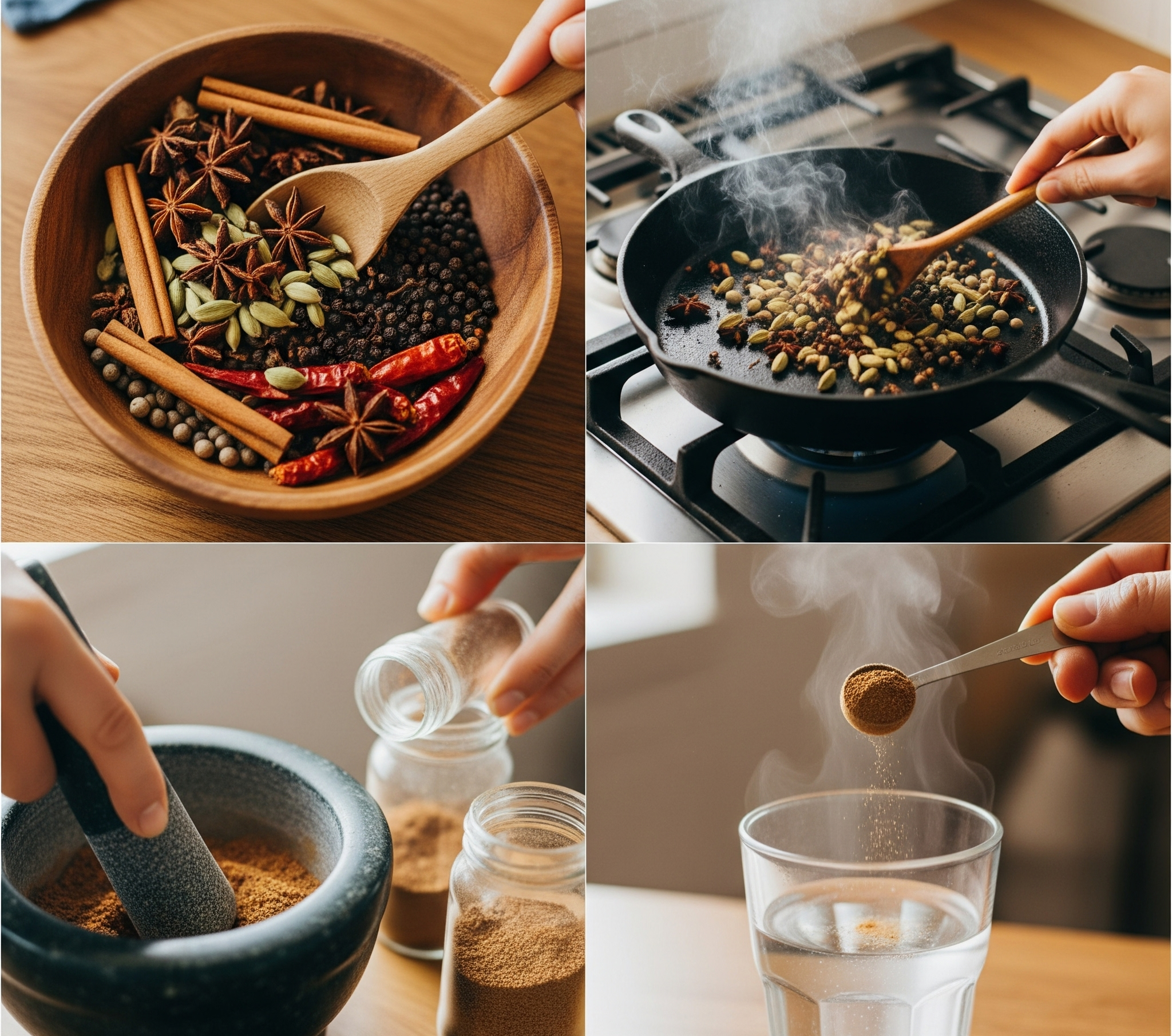 Natural spices prepared as an herbal drink to reduce gas, acidity, and indigestion naturally.