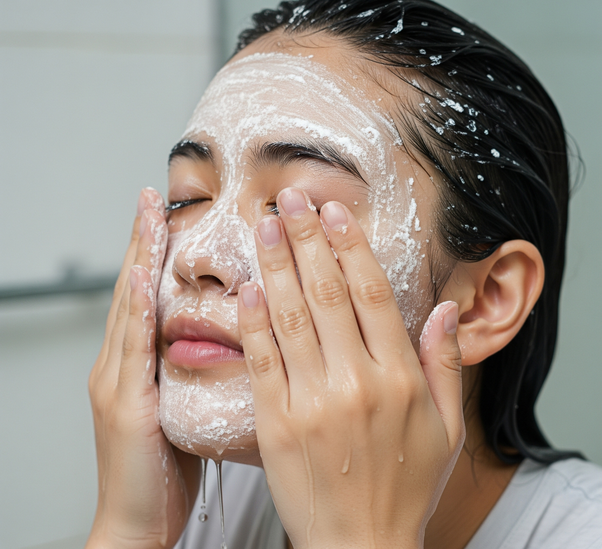 Woman applying natural face pack to reduce pigmentation and dark spots, and improve skin tone at home