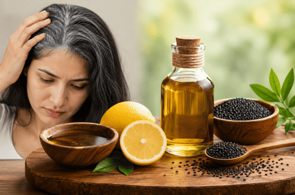 How to Naturally Turn White Hair Black at Home Using Sesame Oil & Lemon