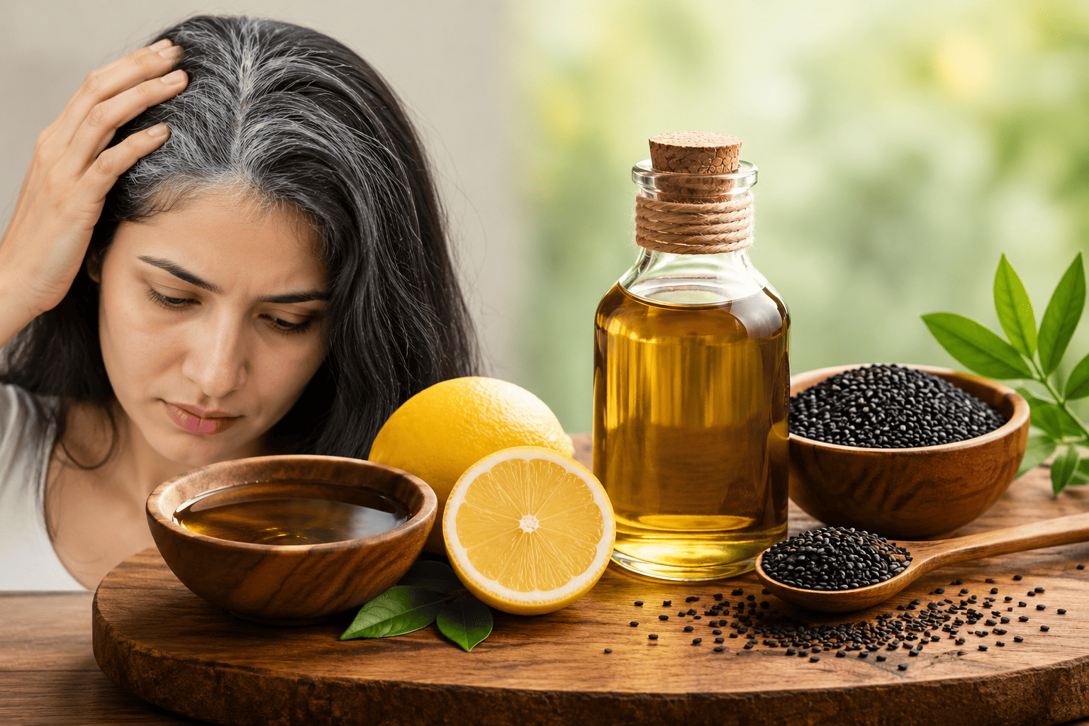 How to Naturally Turn White Hair Black at Home Using Sesame Oil & Lemon